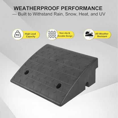 Vlinow Rubber Curb Ramp, 4/5/6/7" Rise Height 2 Pack, Heavy-Duty 33069 lbs Capacity Threshold Ramps, Auto Curb Ramps, Vehicle Ramps, Driveway Curb Ramps for Cars, Wheelchairs, Bikes, Motorcycles - size: 7 inch (2 Pack)