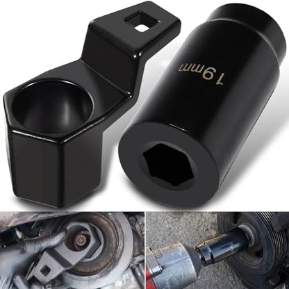 19mm Harmonic Balancer Socket & 50mm Crank Pulley Wrench Holder, Heavy Duty Crankshaft Bolt Removal Tool Kit Compatible with Honda & Acura Engines - 2 PCS