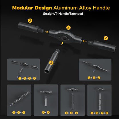 42-in-1 Magnetic Ratcheting Screwdriver Set, Multi-Bit Screwdriver Kit with Detachable Ratchet Handle, Portable Storage Case, Repair Tools for Furniture, Computer, Bicycle & DIY