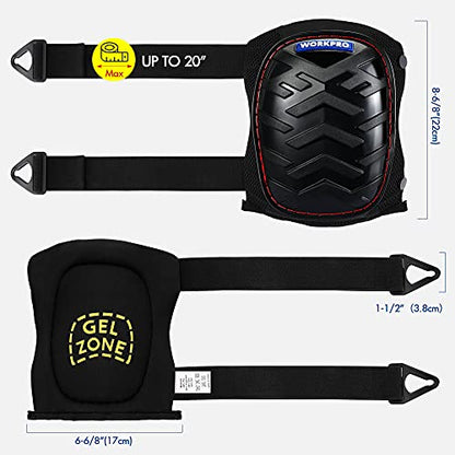 WORKPRO Knee Pads for Construction - Safety Kneepads with Ergonomic Gel Cushion and Foam Padding, Adjustable Buckle Straps and Durable Buttons, Ideal for Work Flooring Gardening - style: Buckle