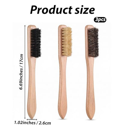 Gjinxi 3pcs Wood Laundry Stain Brush Set Tough Stain Remover Boar Bristle Brushes for Cleaning Clothes Furniture Fabric Leather Sofas Knits Cotton Linens Shoes Car Seats Boots Bags Hat Cashmere Wool