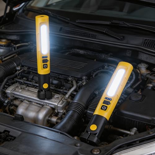 Magnetic LED Work Light 5200mAh Underhood Repair Split Portable Light | charge mobile phone,360° Rotatable , 5 Lighting Modes , Hook Design, 3000LM Work Light for Garage, Workshop, Car Inspection