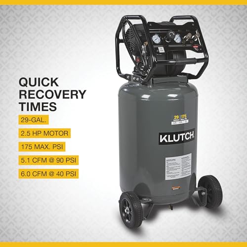 Klutch 29-Gallon Air Compressor, 2.5 HP, 120 Volts, 175 PSI - size: 29 Gallon