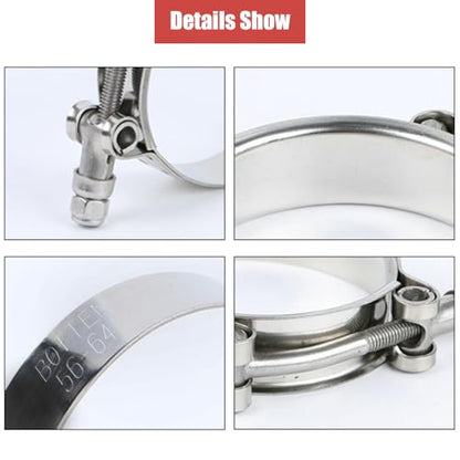 BOTTEN 4 Pack 2.5" T-Bolt Hose Clamp, Clamp Range 70-78mm for 2.5" Hose ID, hose clamps Stainless Steel,heavy duty,radiator hose clamps - color: 2.5" Clamp Range 70-78mm (2.76" - 3.07")