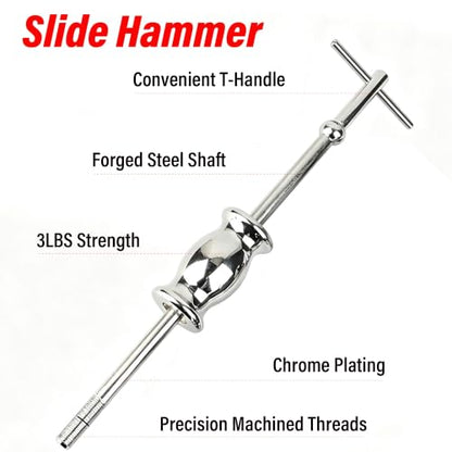 RQG 3 Jaw Slide Hammer Bearing Puller Set, External Internal Bearing Puller | 40CR Steel Pulley Wheel Bearing Removal Tool Gear Puller with Storage Case for Gears Pulleys, 3LB Weight