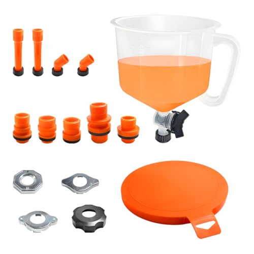 No-Spill Coolant Funnel Kit, Radiator Plastic Funnel Bleeder Kit with Adapters, Universal No Spill Coolant Funnel Kit for Auto Mechanics & Most Vehicle Radiators, Car Accessories