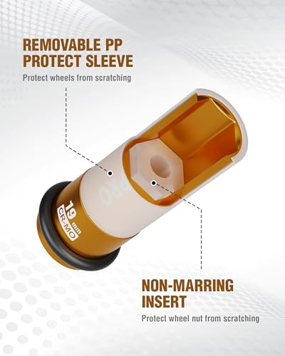 WORKPRO 1/2" Drive Lug Nut Impact Duty Socket, 19mm Deep Thin Wall Socket, Made of Premium Cr-Mo Steel, Non-Marring Lug Nut Wheel Sockets for Car - size: 1/2" DR x 19mm