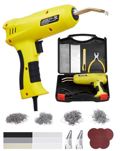 VEVOR Plastic Welding Kit, 220W Plastic Welder Gun with 800PCS Hot Staples & 56PCS Welding Rods, Professional Hot Staple Welding Gun with LED Light, Carrying Case for Kayak, Toys, Car Bumper Repair - style: 220W Gun with 800PCS