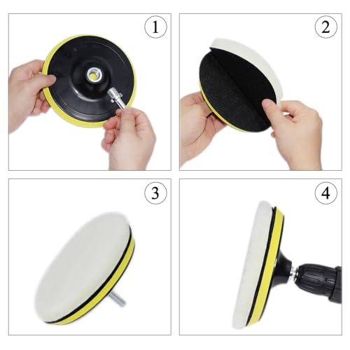 Car Foam Polishing Buffing Kit, Polishing Buffing Pads, Wool Pads, Polishing & Buffing Wheels, for Headlights & Body Foam Wax & Buffer Kits (6)