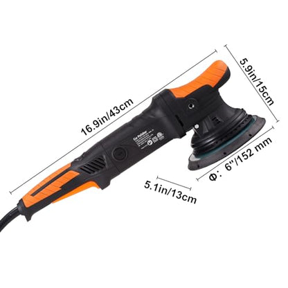 Happybuy Buffer Polisher, 6-Inch Random Orbital for Car Detailing, 6 Variable Speed 1900-4600RPM Dual Action Polisher Waxer Kit, Detachable Handle for Car, Boat, Ideal for Polishing and Waxing