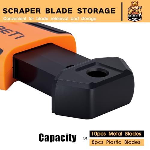 REXBETI Razor Blade Scraper Tool, 2 Pack Razor Scraper with Extra 314Pcs Razor Blades -14Pcs Metal and 300Pcs Plastic Blades, Cleaning Scraper Tool, Cooktop, Paint, Glass Scraper - style: Upgraded 2 Pack