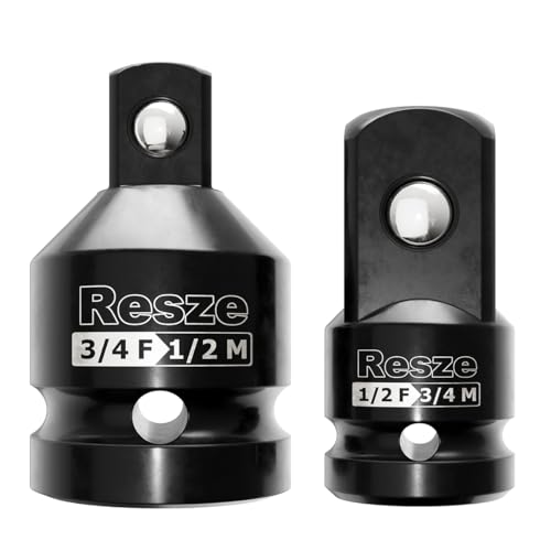 Resze 2PCS Impact Socket Adapter and Reducer Set,3/4"to 1/2" & 1/2"to 3/4" Drive Socket Adapter Set, Square Adapter Breaker Bar Wrench Conversion Kit Mechanic tools - size: 2PC
