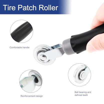 Windance 60pcs Tire Repair Unit Tool Kit,32mm 42mm 58mm Natural Rubber Tire Patches for Cars Trucks Motorcycles Bicycles Electric Bicycles with Tire Patch Roller