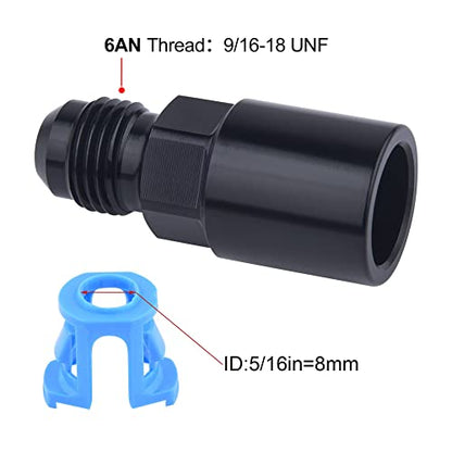 EVIL ENERGY 6AN Male to 5/16" SAE Quick-Disconnect Female Push-On EFI Fuel Rail Fitting 2PCS - size: 6AN to 5/16