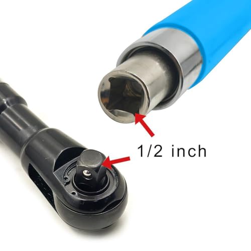 Wrench Extender, Offset Extension Wrench, Offset Extension Wrench Impact, Electric Ratchet Wrench,Chain Drive Wrench Extender with 4 Socket and 1/2‘’ Electric Drill Adapters for Labor-Saving(1x Blue) - color: 1pack Blue