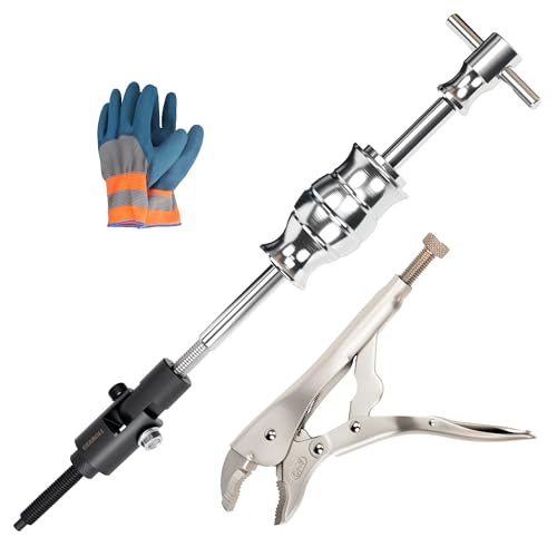 Locking Pliers Slide Hammer Puller Set, 9.8 in Locking Pliers 2 lb Slide Hammer with Quick Release Swivel Connector, Vise Grip Slide Hammer for Nail Bolt Pin Seal CV Axle Removal Tool