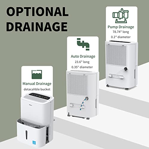 Shinco 7,000 Sq.Ft Energy Star Dehumidifier with Pump and WIFI, Ideal for Large Industrial Rooms and Home Basements, Efficient Moisture Removal and Humidity Control, 1.85 Gallons Water Tank - color: 7,000 Sq.Ft. with Pump