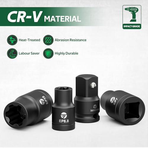 22-Piece External Torx Plus Socket Set, 6-Point EP4-EP32 with Specialty EP8.8 for Tesla EV Battery Removal, 1/4" 3/8" 1/2" Drive E-Torx Plus Sockets for Automotive & Engine Repair, Cr-V Steel