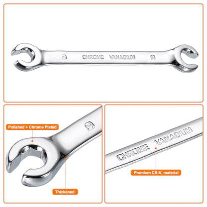 HARFINGTON Flare Nut Metric Wrench 9mm x 11mm CR-V Mirror Polished Chrome Plating Metric Wrench for DIY Hand-making Automotive Repairs and Household Maintenance - size: 9mm x 11mm