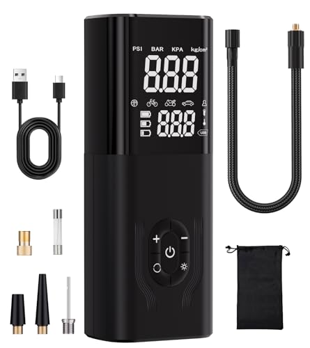 Tire Inflator Portable Air Compressor, 180PSI Air Pump for Car, 6X Faster Cordless Air Compressor with Digital Pressure Gauge, Tire Inflator with Dual Mode Inflation for Car, Moto, Bicycle and Ball - color: Dark Black