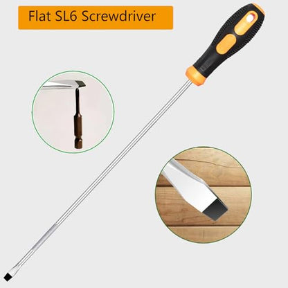 Long Screwdriver Set 3-Piece, Flat and Phillips Head Screwdriver 12 inch Long with Offset Z-Type Double End Screwdriver