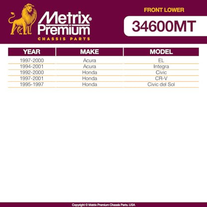 Metrix Premium Chassis Parts - Front Lower Ball Joint Fits 1997-2000 Acura EL, 1994-2001 Acura Integra, 1992-2000 Honda Civic, 1997-2001 CR-V, 95-97 Civic del Sol, Replacement K9802, Made in Europe - size: K9802