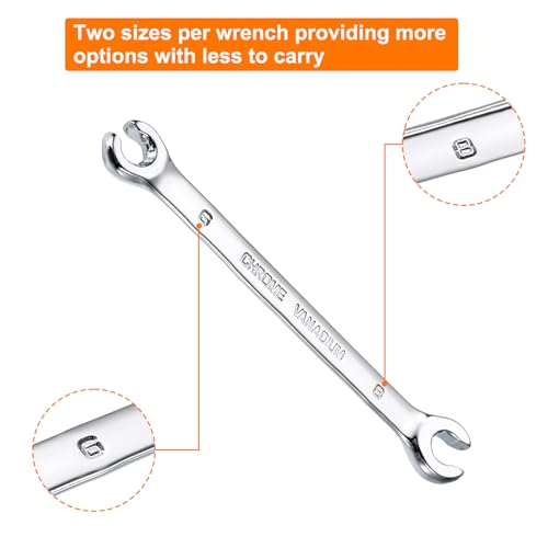 HARFINGTON Flare Nut Metric Wrench 6mm x 8mm CR-V Mirror Polished Chrome Plating Metric Wrench for DIY Hand-making Automotive Repairs and Household Maintenance - size: 6mm x 8mm