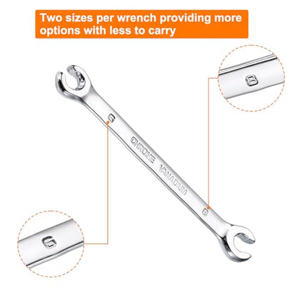 HARFINGTON Flare Nut Metric Wrench 6mm x 8mm CR-V Mirror Polished Chrome Plating Metric Wrench for DIY Hand-making Automotive Repairs and Household Maintenance - size: 6mm x 8mm