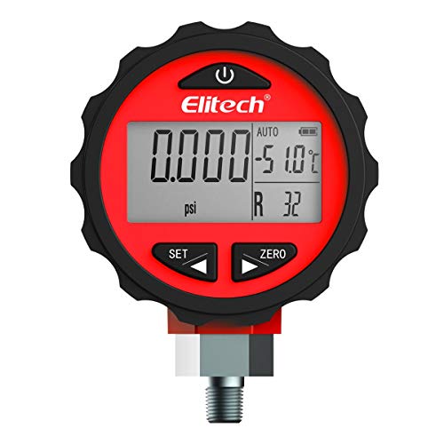 Elitech PG-30Pro Refrigeration HVAC Digital High Pressure Gauge 87 Refrigerants-14.5-800 PSI 1/8'' NPT - size: -14.5-800 PSI, style: 1/8'' NPT