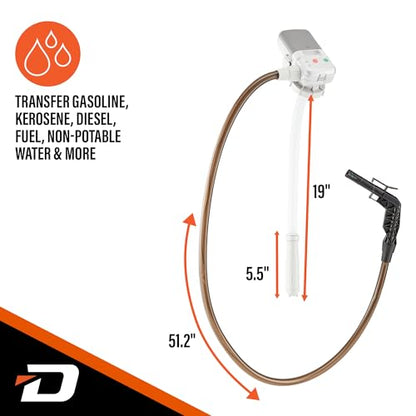 Deway AA Battery Gas Pump Automatic Fuel Transfer with Auto-Stop Nozzle & PVC Hose - 2.2 GPM Siphon Pump for Gasoline, Diesel, Kerosene, Gas Cans, Generators, Lawn Mowers, Boats, ATVs - style: Auto-Stop Nozzle w/ PVC Hose