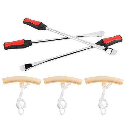 14.5 Inch Motorcycle Tire Wheel Changing Spoons Lever Iron Protector Tool Kit for MotorcyclesDuty Tire Lever Tool Set with Ergonomic HandleSteel & Protectors Included