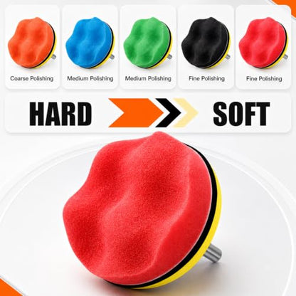 10 Pack 3 Inch Car Polishing Pad Kit Bulk, Sponge Buffing Pads with Woolen Cutting Pad and 3 Inch Backing Plate M10 Drill Adapter for Car Detailing Waxing Polishing - size: 3 Inch