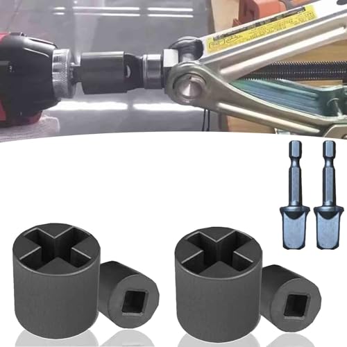 Universal Jack Socket Adapter for Hand Drill, Heavy-Duty Socket Converter for Scissor Car Jack with a 1/2 in Socket Adapter Bit, Rust-Resistant Steel,Save Effort Easy Tire Change Tool (2Sets) - color: 2sets
