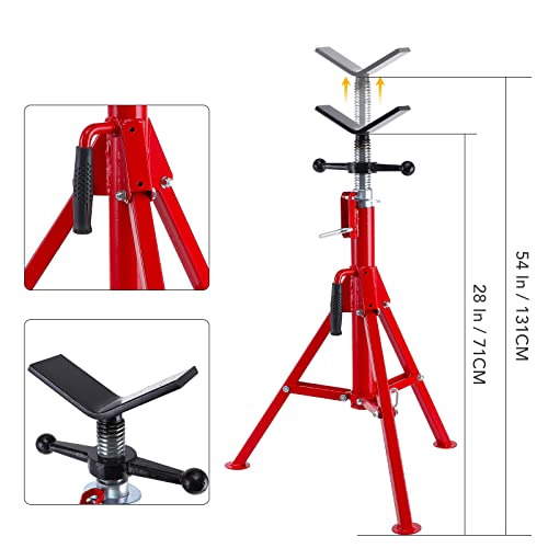 Towallmark Pipe Stands for Welding 28" - 52" Height Adjustable Pipe Stands | Heavy Duty Carbon Steel V Head Pipe Stand 2500lb Load Capacity, 1/8"-12" Capacity Foldble for Pipe Cutting Frame Fabrication