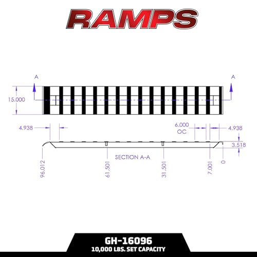 GEN-Y Hitch Heavy Duty Aluminum Loading Ramps - Set of 2, 8 Feet Long x 15 Inches Wide, 10000 lbs Capacity, Hybrid Hook and Plate Ends, Serrated Cross Rungs for Maximum Traction - size: 8'