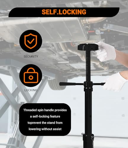 2PACK Underhoist Support Stand, 3/4 Ton Jack Stand, Under Hoist Stand for Vehicle Lifting & Support, 1655Lbs Capacity, Lifting from 38.4 to 75.4Inch, - color: Black | Triangular Base