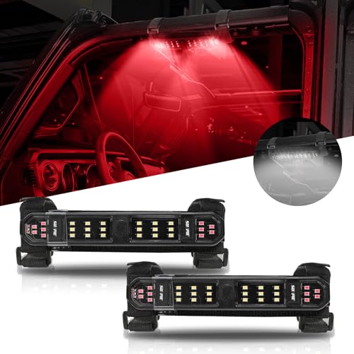 SUNPIE UTV Dome Light Battery Powered Universal Roll Bar Dome Lights Wireless Interior Lights with Type C Port for Polaris Talon/Pioneer CanAm Kawasaki Golf Cart Yamaha Wrangler ATV Truck Tractor - color: 2 PCs of White and Red