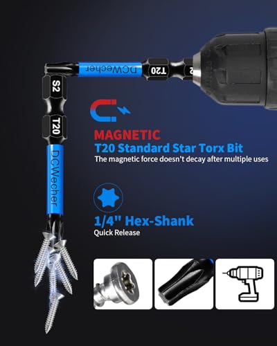 10-Pack T20 Torx Bit 2 Inch, Professional-Grade T 20 Torx Screwdriver Bits for Impact Driver, Magnetic Star Design, S2 Alloy Steel with 1/4'' Hex Shank & CNC - Machined Tips - size: T20 Torx Bit 10-PCS 2 Inch