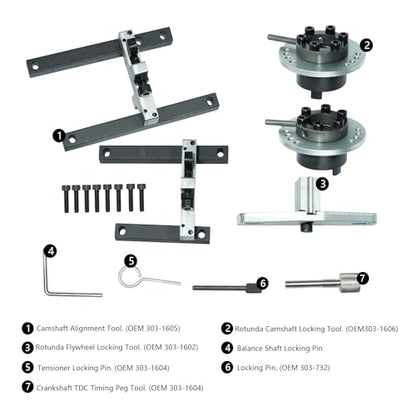 DPTOOL Belt Engine Timing Locking Setting Tools Set for Ford 1.0 ECOBOOST Lock Tool KIT SCTi 303-1605 303-1606 303-1604 303-1602 303-732 303-1054 - size: ECOBOOST 1.0 Belt Engine