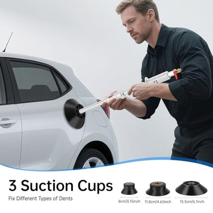 Air Pneumatic Dent Puller Kit, 24.2" Slide Hammer with 3 Suction Cups for Paintless Dent Removal, Auto Body Repair Tool for Car Dents, Door Dings & Sheet Metal