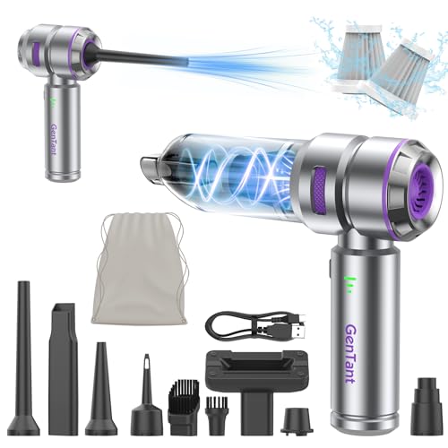Car Vacuum Portable Cordless, 18000PA Portable Vacuum Cordless, High Power Air Duster with Brushless Motor, Type-C Charge, 3 in 1 Small Vacuum Cleaner Cordless for Car, Home, Office, Pet Hair - color: Bright Silver/Purple