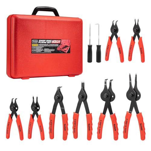 Toolwiz Snap Ring Pliers Set, 10 Pcs Internal & External Circlip Pliers | Retaining Ring Circlip C Clip Pliers, Bent Straight, Automotive Tools, Snap Ring Tool With Hook & Pick, Storage Case