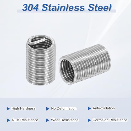 PATIKIL Wire Thread Inserts 1/4-28 UNF 2.5D 16mm, 20Pcs 304 Stainless Steel Helical Coiled Wire Screw Threaded Sleeve Sheath for Mechanical Equipment Automotive Repairs - size: 1/4-28 UNF, 16mm