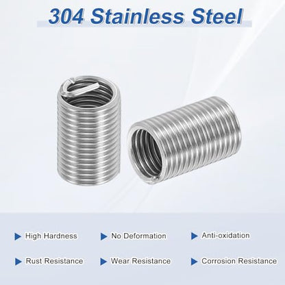 PATIKIL Wire Thread Inserts 1/4-28 UNF 2.5D 16mm, 20Pcs 304 Stainless Steel Helical Coiled Wire Screw Threaded Sleeve Sheath for Mechanical Equipment Automotive Repairs - size: 1/4-28 UNF, 16mm