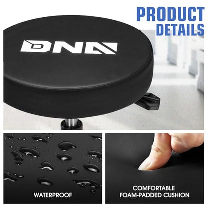 DNA Motoring Rolling Shop Stool, Adjustable Height Padded Rolling Seat, Pneumatic Roller Mechanic Stool for Garages, 300lbs Capacity, TOOLS-00635-BK-BL - style: 5 Wheel Blue