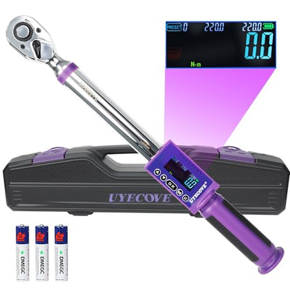 Digital Torque Wrench 1/2 Drive, (8.1-147.5 FT-LB/11-200N.M) ±2% High Accuracy Digital Torque Wrench, With Vibration, Buzzer and LED Alert - size: 1/2-inch (8.1-147.5 Ft-lbs./11-200Nm)