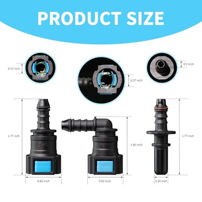Fuel Line Quick Connect Kit 24PCS,Assorted 5/16 3/8 Fuel Line Fittings Nylon Straight Push-On Release Hose Connector