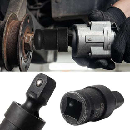 1/2 Inch Drive Impact Universal Joint Socket Adapter Extension Bar 360 Degree Swivel Wobble Socket for Air Ratchet Wrench Tools