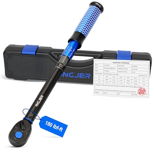 Torque Wrench 1/2, UPGRADE Torque Wrench Auto, 10-180ft.lb | 13.6 - 244.1Nm, ±3% Dual-Direction, 72 Tooth Inch Pound Torque Wrench for Engine, Suspension & Spark Plug Maintenance - size: 1/2inch 10-180Ft.lb