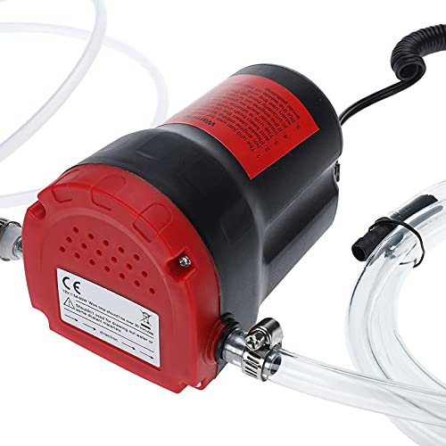 Amarine Made 12V 60W Oil Change Pump Extractor, Oil/Diesel Fluid Pump Extractor Scavenge Oil Change Pump Transfer Suction Transfer Pump with Tubes Truck Rv Boat ATV (Red) - color: Red